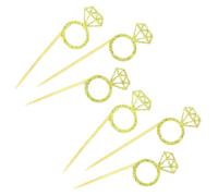 HEALSOPTHY 20 Pièces Bâtonnets à Cupcake en Papier Or pour Décoration Gâteau Mariage et Fiançailles, Design Scintillant Unique, Accessoires Sûrs pour Fête et Shower