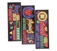 HEALSOPTHY 3pièces Décoration Murale Bois Néon Pour Gamers Art Mural Pour Chambre Et Salle De Jeux Accessoires De Décoration Murale Bois Pour De Jeux Vidéo