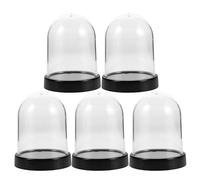 HEALSOPTHY 5pcs Dôme en Plastique Transparent avec Base Noire, Cloche Demi-sphère pour Exposition de Fleurs et Gâteaux, Affichage Clair et Polyvalent pour Décoration Maison