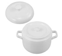 HEALSOPTHY Casserole pour Cuisson la Vapeur et Bain-marie avec 600ml en Céramique Blanche avec Couvercle et Double Poignées pour Restaurants et Repas Festifs