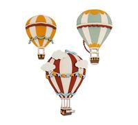 HEALSOPTHY Décorations Suspendues de Montgolfière en Bois 3pcs pour Chambre de Bébé, Ornement Mural Boho Bords Lisses, pour Nurseries et Fêtes