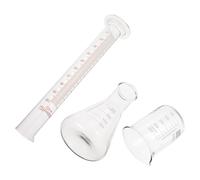 HEALSOPTHY Ensemble Scientifique en Verre Comprenant Bécher 250 Ml, Erlenmeyer 250 Ml et Cylindre Gradué 100 Ml pour Laboratoire, la Cuisine et Expériences Précises Verre Résistant