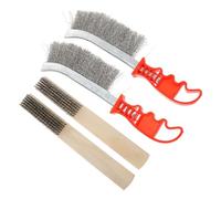 HEALSOPTHY Lot de 4 Brosses en Acier Inoxydable Manches Bois pour Nettoyage Industriel, Brosse Métallique Antirouille Polyvalente pour Surfaces Métalliques et Décontamination en Usage