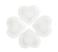 HEALSOPTHY Lot de 6 Assiettes D'assaisonnement en Céramique Japonaise Blanc, Forme Cœur, pour Condiment et Présentation, Usage Familial et Restauration Réutilisable