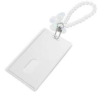 HEALSOPTHY Porte-cartes vertical rigide avec porte-clés, pochette transparente pour cartes de travail et badges, facile à transporter au bureau