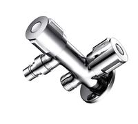 HEALSOPTHY Robinet Double Sortie Design Simple en Acier Inoxydable Argenté, Vanne D'arrêt à Double Commande et Usage Pratique Cuisine et Maison