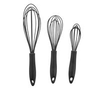 HEALSOPTHY Set de 3 Fouets à Ballon en Silicone Noir, Résistants à Haute Température, Protège les Ustensiles Cuisine, Préparation de Pâtisseries et Sauces