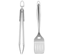 HEALSOPTHY Set D'outils pour Barbecue en Acier Inoxydable Argenté, Pince Multifonction Antiadhésive et Pelle Cuisine, pour Camping et Pique-niques en Plein Air