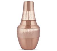 HEALTHANDWEALTH Bouteille d'eau en cuivre pur avec gobelet - Capacité de 1,4 l | Carafe en cuivre inspirée de l'Ayurveda pour des bienfaits pour la santé