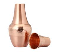 HealthGoodsIn - Bouteille en cuivre pur avec gobelet pour eau potable | Capacité de la bouteille - 1,4 l | Capacité du gobelet - 250 ml