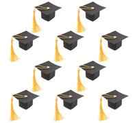 Healvian 10 Pièces Décoration de Gâteau Mini Chapeaux Noirs en Papier et Laine, Présent de Diplôme Unique pour Diverses Célébrations et Événements