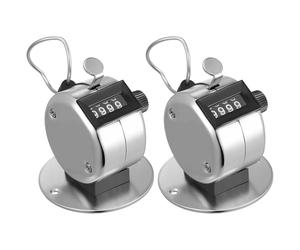 Healvian 2 Pièces Compteur Mécanique en Métal Argenté Portable | Compteur Manuel à Presser, Usage Polyvalent, Format de Doigt, Lot, Comptage Précis