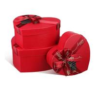 Healvian 3 Pièces Boîte Boîte à Bonbons Décorative avec Couvercle en Papier Rouge de Cœur Élégante et Multifonctionnelle Saint-valentin Anniversaires
