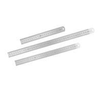 Healvian 3 Pièces Règle en Acier Inoxydable Double Face Échelle de Mesure Précise, Robuste et Facile à Ranger, pour Bureau et École, Longueur Standard Argentée