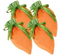 Healvian 4 Pièces Paquet Présents pour Pâques de Carotte Orange, Paquet de Conservation Réutilisables en Tissu, Résistants et Décoratifs pour Emballage de Bonbons Maison