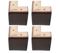 Healvian 4 Pièces Pied de Meuble Structure à Tenon et Mortaise Marron en Bois Massif de L Support Stable Style Scandinave Naturel, Dimension 9,5x9,5x9,5 Cm pour Canapé et Cabinet