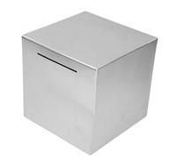 Healvian Boîte D'épargne en Acier Inoxydable Argentée Compacte et Incassable, Tirelire Moderne pour Collecte de Pourboires et Boîte à Suggestions Sécurisée