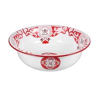 Healvian Bol Émaillé Vintage Rouge Grosse Capacité en Émail pour Lavage du Visage et Corbeille de Fruits Style Rétro Classique
