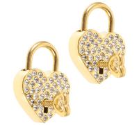 Healvian Cadenas orme de Cœur Doré Orné de Petites Pierres, Alliage Décoratif avec Clés, Lot de 2 Pièces pour Bagages et Décoration