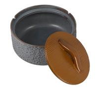 Healvian Cendrier Céramique Rétro avec Couvercle, Portable et Anti-poussière, pour Salon ou Terrasse avec Atmosphère Artistique Unique