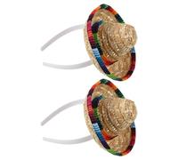 Healvian Chapeau sombrero paille mini serre-têtes 2PCS, accessoires colorés pour fiesta et fêtes Cinco de Mayo, port confortable pour cheveux d’adultes