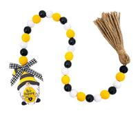 Healvian Guirlande Décoration Abeille avec Pendentifs en Bois Naturel de Perles à Pompons Délicate en Style Campagnard Facile à Installer pour Bar et Décoration de Maison