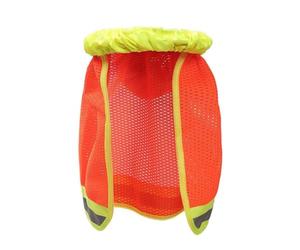 Healvian Housse Réfléchissante Protection Nuque en Tissu Filet Orange pour Casque de Chantier Accessoire pour Fête Estivale en Extérieur, Compatible Plupart des Casques
