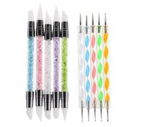 Healvian Lot de 10 pinceaux à ongles : stylos à double extrémité pour tracer des lignes dégradées, peindre et placer des lignes. Ensemble de pinceaux professionnels pour nail art, pour salon ou