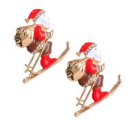 Healvian Lot de 2 Broches Festives de Noël pour Femme Épingles de Revers en Alliage Lustré Motifs Père Noël et Bonhomme de Neige Accessoires pour Manteau et Pull D’Hiver Décoration