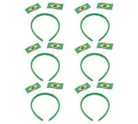 Healvian Lot de 6 Bandeaux de Fête Football en Tissu Doux aux Couleurs du Drapeau Brésilien, Bandeaux de Supporter Confortables et Festifs pour Événements Sportifs et Carnavals,