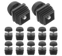 Healvian Pieds de nivellement M8x30 en Tube métallique carré, Lot de 12 avec Embouts Plastiques, pour Meubles de Bureau et tabourets, résistants à l'usure, Protection Contre Les Rayures