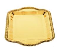Healvian Plateau Décoratif Rectangulaire en Fer Doré Style Vintage pour Servir Gâteaux et Bougies, pour Occasions Variées et Photographie Élégante