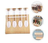 Healvian Support Tube à Essai en Bois Conteneur de Stockage Scellé pour Bouteilles de Grains de Café, Tube à Essai Transparent pour Bars et Maisons de Thé
