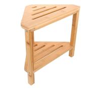 Healvian Tabouret Bambou Beige Imperméable avec Étagère de Rangement 2 Niveaux Solide pour Usage Intérieur la Salle de Bain