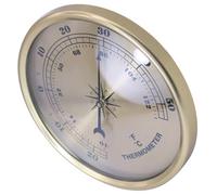 Healvian Thermomètre Mural Rond en Métal Doré, Facile à Installer et Léger, pour Terrasse Extérieure et Mesure Précise Température Ambiante