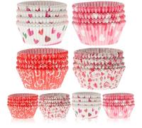 HEANUJJ 400 Caissettes à Cupcakes en Papier Imprimé Cœur Cuisson, Moules à Muffins Saint-valentin et Fêtes D'anniversaire