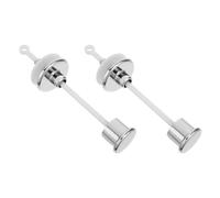 HEANUJJ Boutons de chasse d'eau à tirette vintage en plastique argent, 2 pièces, accessoires pour toilettes avec levier rond, kit de remplacement pour toilettes anciennes, usage
