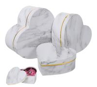 HEANUJJ Coffret Cadeau Forme de Cœur en Carton Marbré 3 Pièces, Boîte Vide Élégante et Portable pour Fête de Mariage, Design Simple et Finition Délicate