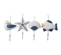 HEANUJJ Crochets Muraux Suspendre Murale Fonctionnelle Style Méditerranéen en Bois Patère Décorative 4pcs Vacances pour Déco Murale Maison