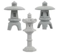 HEANUJJ Décoration Japonaise Extérieure 3pcs en Résine Pagode Miniature et Lanterne Réaliste pour Balcon et Bureau, Ornement Zen pour Micro Paysage