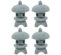 HEANUJJ Lot de 4 Statues Miniatures de Pagode Zen en Grès, Décoration Extérieure pour Jardin et Micro Paysage Sculpture Réaliste et Finition Soignée