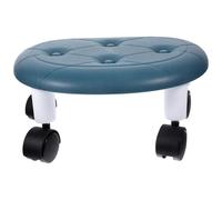 HEANUJJ Tabouret Multifonctionnel à roulettes 360° en Plastique Bleu, Petit Tabouret Portable pour Adultes, Repose-Pieds Compact pour Salle de Bain et Entrée, Siège Rotatif Pratique