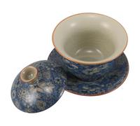 HEANUJJ Tasse à Thé pour Infusion Facile en Céramique Chinoise avec Couvercle Bleu Bol à Thé Noir et Oolong Design Artistique Élégant pour Usage Quotidien