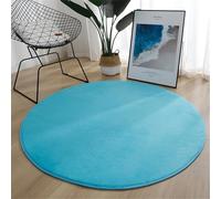 Hearda 60/80/100/120 cm Tapis Rond, Couleur Unie Peluche Courte Tapis Chambre, Antidérapant Doux Tapis Chambre, Lavable Tapis de Salon,Tapis Convient pour Bureau L'intérieur (120cm,Aqua)