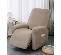 Hearda Housse de Fauteuil Relax Inclinable Electrique, Jacquard Kaki Housse pour Canapé Relax, Élastique Housse de Fauteuil Extensible 4 Pièces avec Poches