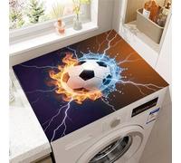 Hearda Housse Machine a Laver 3D de Football, Dessus Tapis Lave Linge Antidérapant, Housse de Protection pour Machine à Laver Top, Tapis de Protection pour Dessus Sèche-Linge (Football,50x50cm)