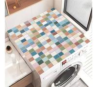 Hearda Housse Machine a Laver, À carreaux arc-en-ciel Dessus Tapis Lave Linge Antidérapant, Housse de Protection pour Machine à Laver Top, Tapis de Protection pour Dessus (Bleu,40x50cm)