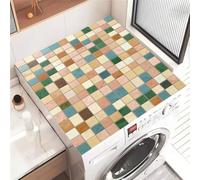 Hearda Housse Machine a Laver, À carreaux arc-en-ciel Dessus Tapis Lave Linge Antidérapant, Housse de Protection pour Machine à Laver Top, Tapis de Protection pour Dessus (Beige,50x50cm)