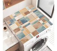 Hearda Housse Machine a Laver, À carreaux arc-en-ciel Dessus Tapis Lave Linge Antidérapant, Housse de Protection pour Machine à Laver Top, Tapis de Protection pour Dessus (Marron,50x50cm)
