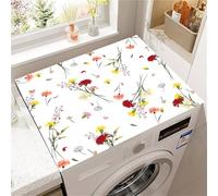 Hearda Housse Machine a Laver Floral Pastoral,Dessus Tapis Lave Linge Antidérapant,Housse de Protection pour Machine à Laver Top,Tapis de Protection pour Dessus Sèche-Linge (Blanc,40x50cm)